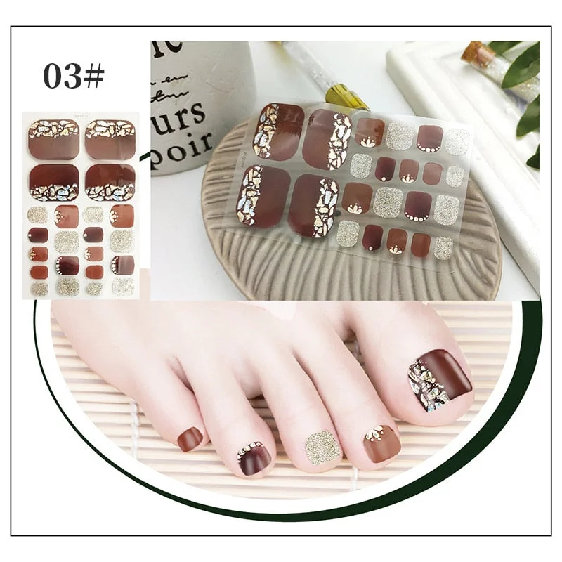 New Designs Full Cover Nail Stickers Fashion Flowers Nail Sticker Set Self Adhesive Manicure Decoracion Nail Strips-Nail Inspo