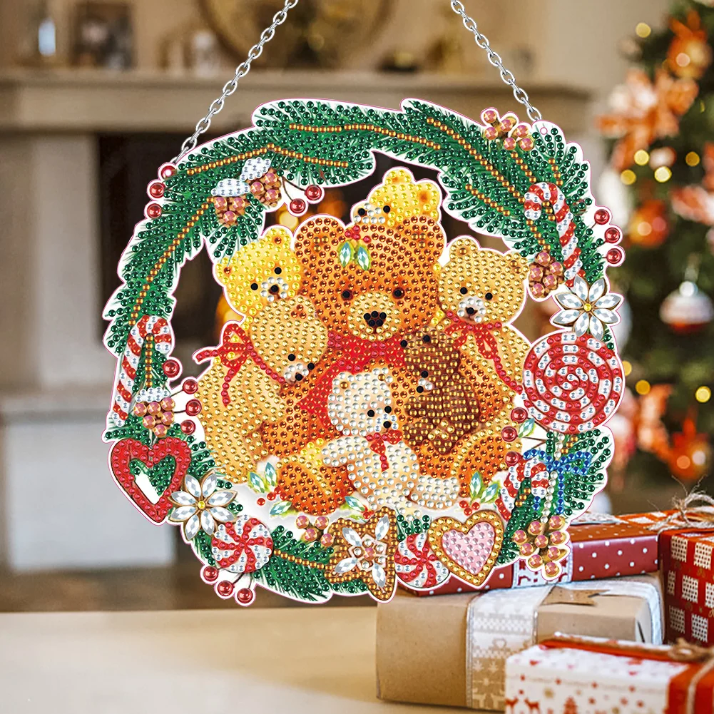 DIY Xmas Wreath Special Shaped Full Drill Garland Crystal Painting Wreath Kit Single Side Diamond