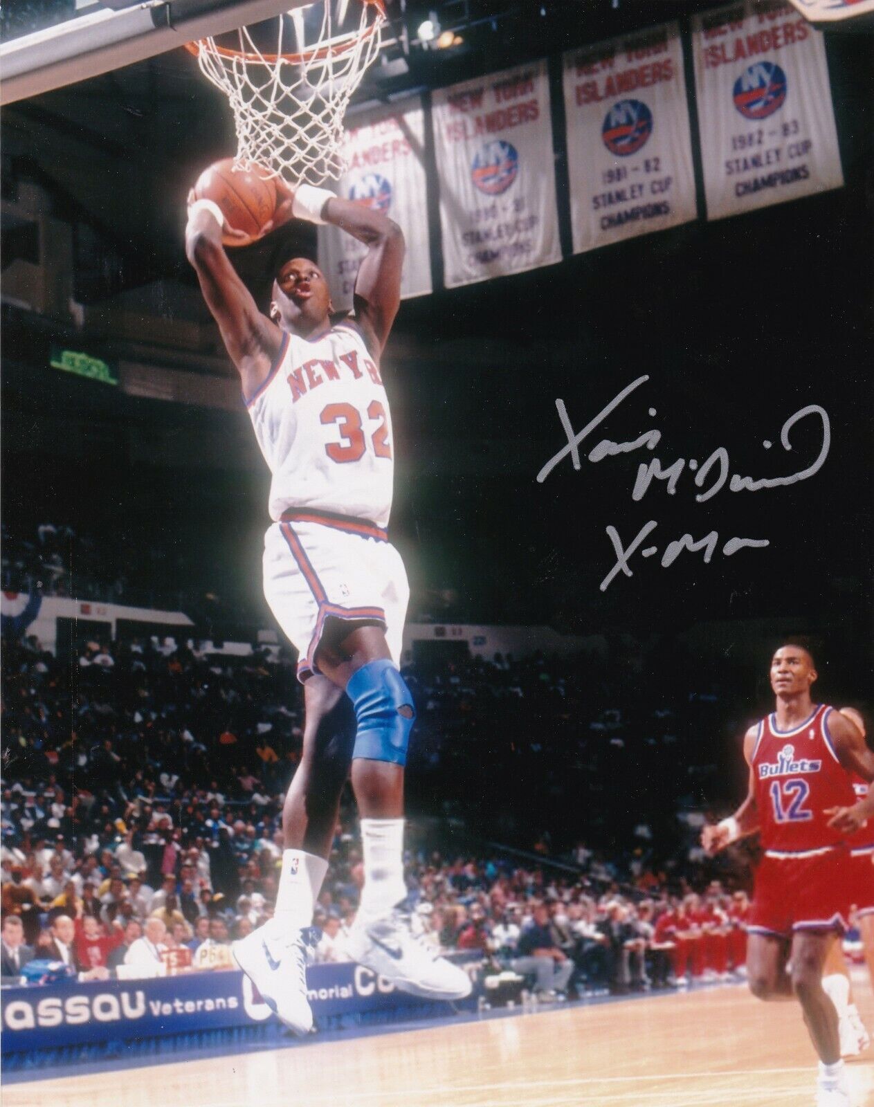 XAVIER MCDANIEL NEW YORK KNICKS ACTION SIGNED 8x10