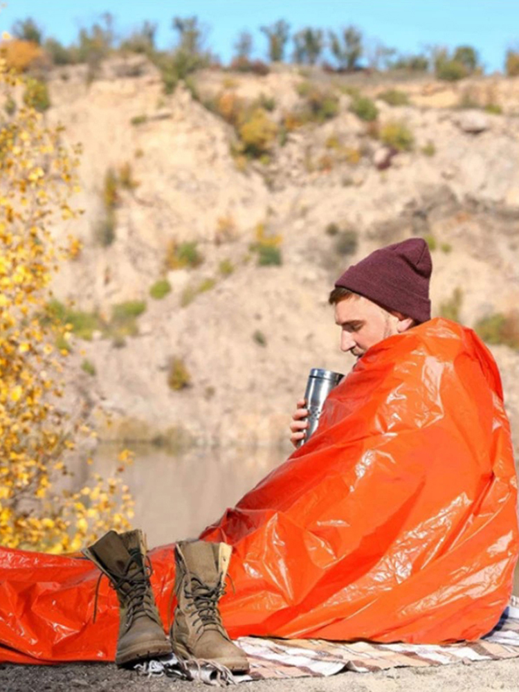 

Emergency Tube Tent Shelter Sleeping Bag Thermal Blanket for Camping Hiking, Sleeping bag + drawstring pocket, 501 Original