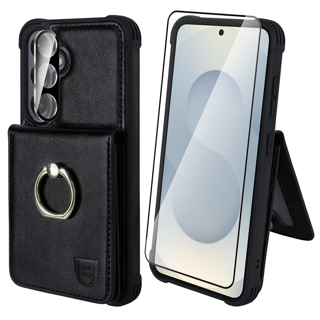 VANAVAGY Wallet Case Compatible for Galaxy S25 5G with Credit Card Holder and Coin Pocket