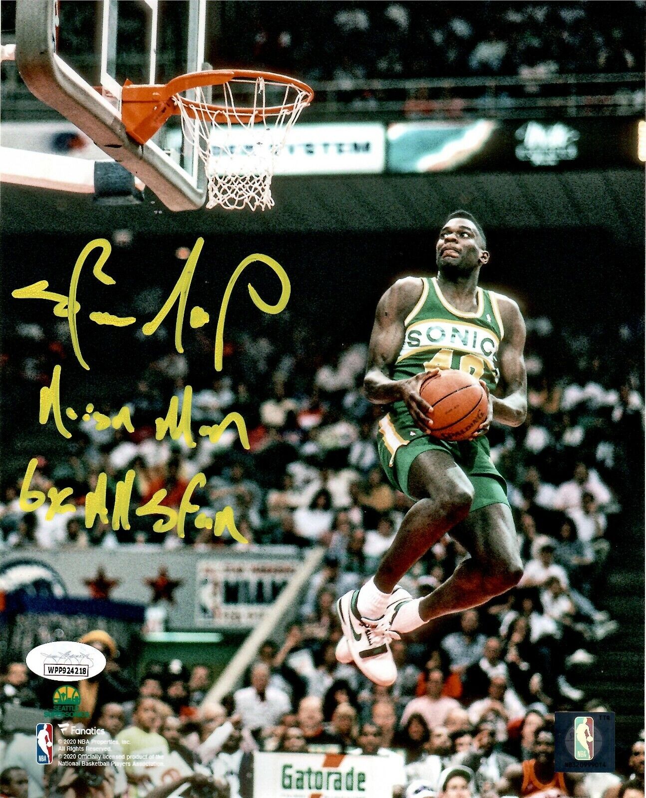 Shawn Kemp autographed signed inscribed 8x10 Photo Poster painting Seattle Supersonics JSA COA