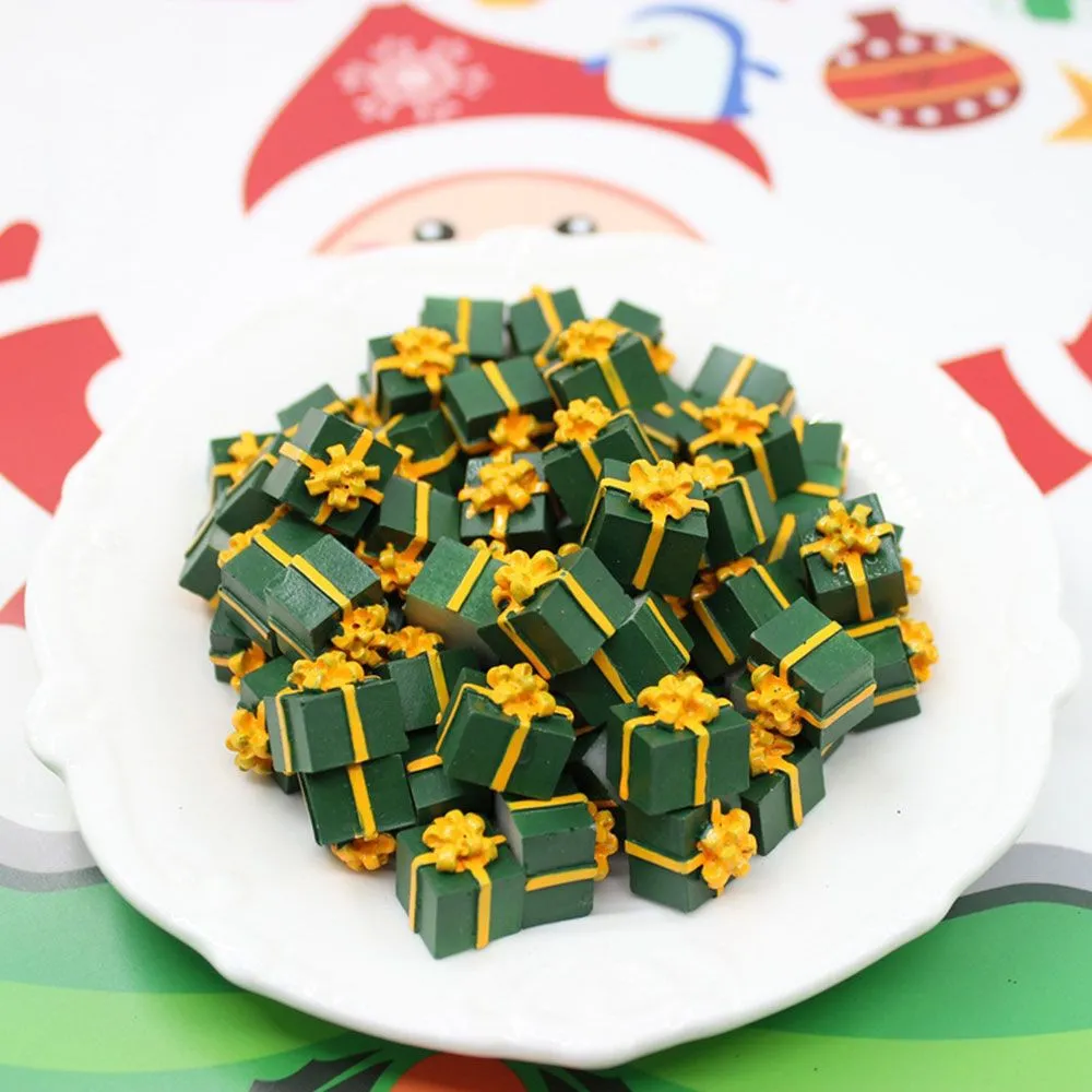 Tegooe Resin Miniature Gift Box Set - Flatback Christmas Dollhouse Decoration 5-20 PCS