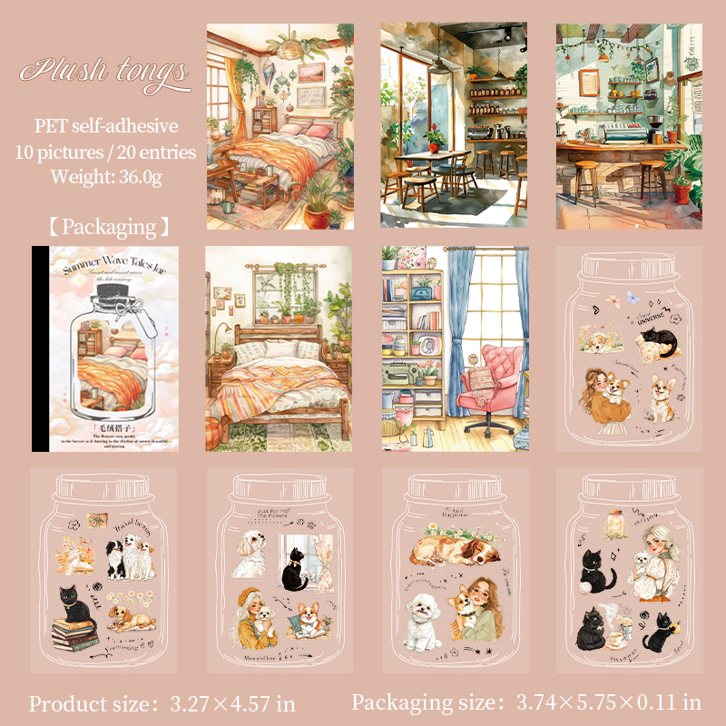 PET Sticker - Summer Wave Tales Jar Series Vintage Bottle Garden Moon