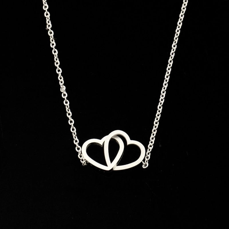 Simple Double Hollow Heart Stainless Steel Bracelet