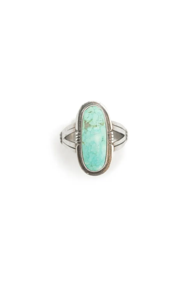 Ring, Turquoise, Single Stone, Hallmark, Vintage, 581