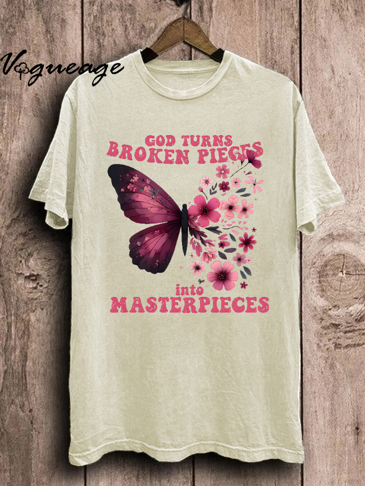 God Turns Broken Pieces Into Masterpieces Unisex Washed T-Shirt