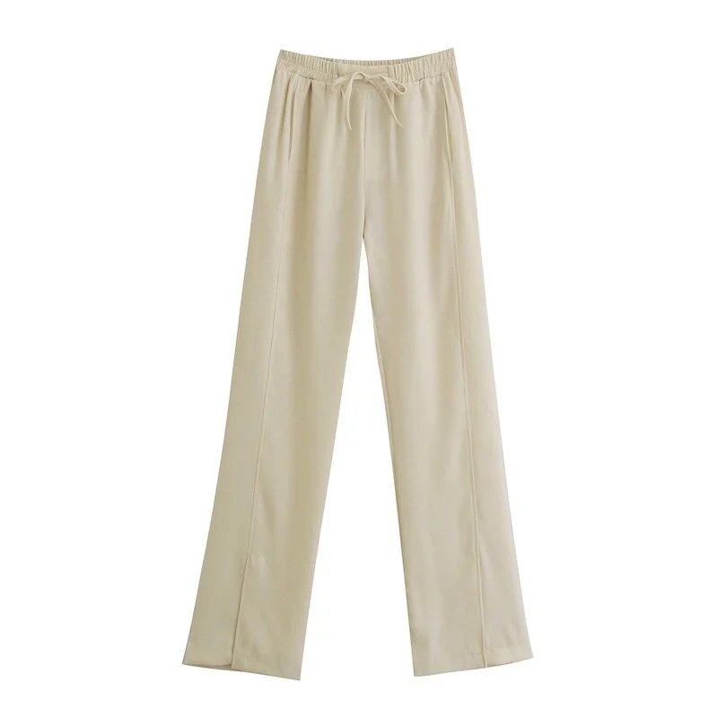 Tangada Fashion Women Long Suit Pants Trousers Strethy Waist Pockets Office Lady Pants Pantalon JE06