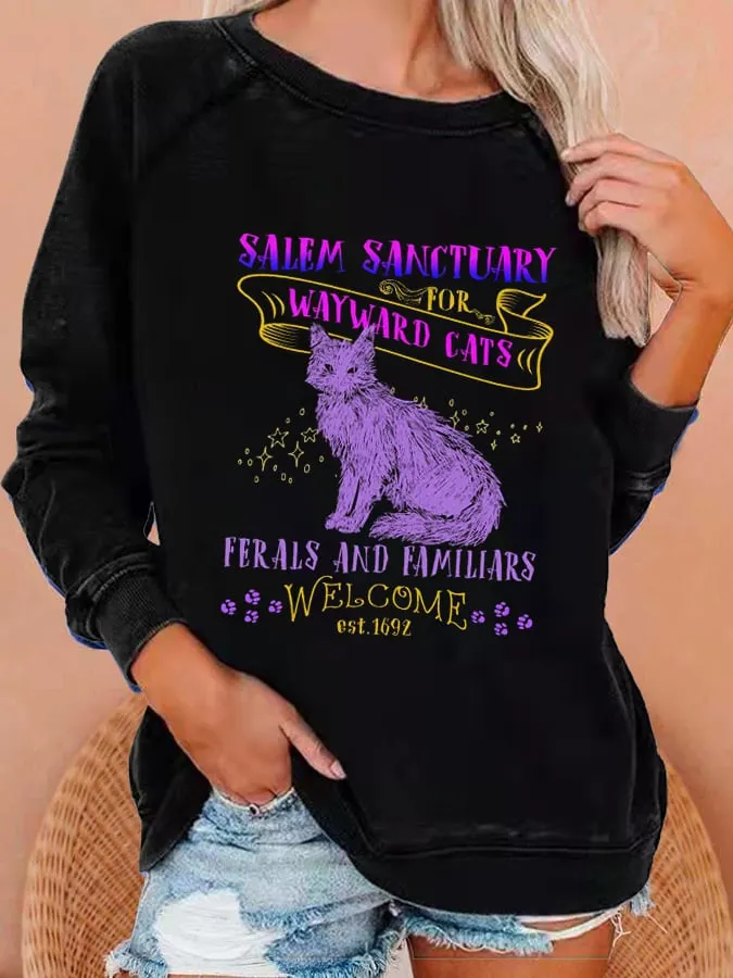 Women's Salem Sanctuary For Wayward Cats Print Sweatshirt