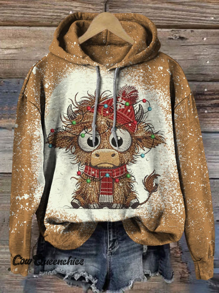 West Highland Cow Christmas Print Casual Hoodie Sweatshirt Multicolor / S