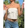 White Lace Up Bandeau Top