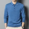 Long-sleeved casual lapel all-match thin POLO sweater