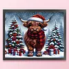 Christmas Highland Cow-14CT Stamped Cross Stitch 50*40cm tapestrymarket