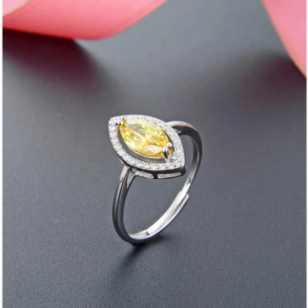 Natural Citrine Simple Diamond Personalized Ring