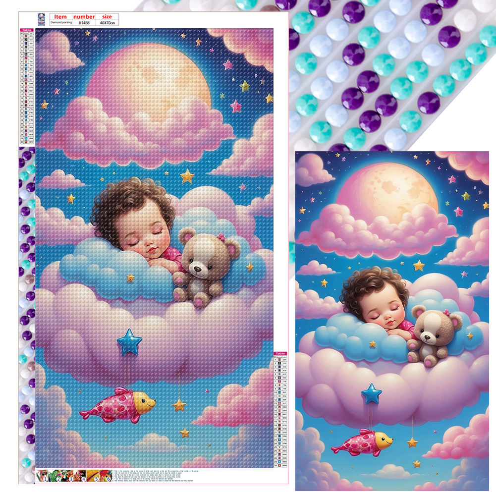 Doll Sleeping On Clouds 40*70CM (Canvas) Full Round Drill Diamond Painting gbfke