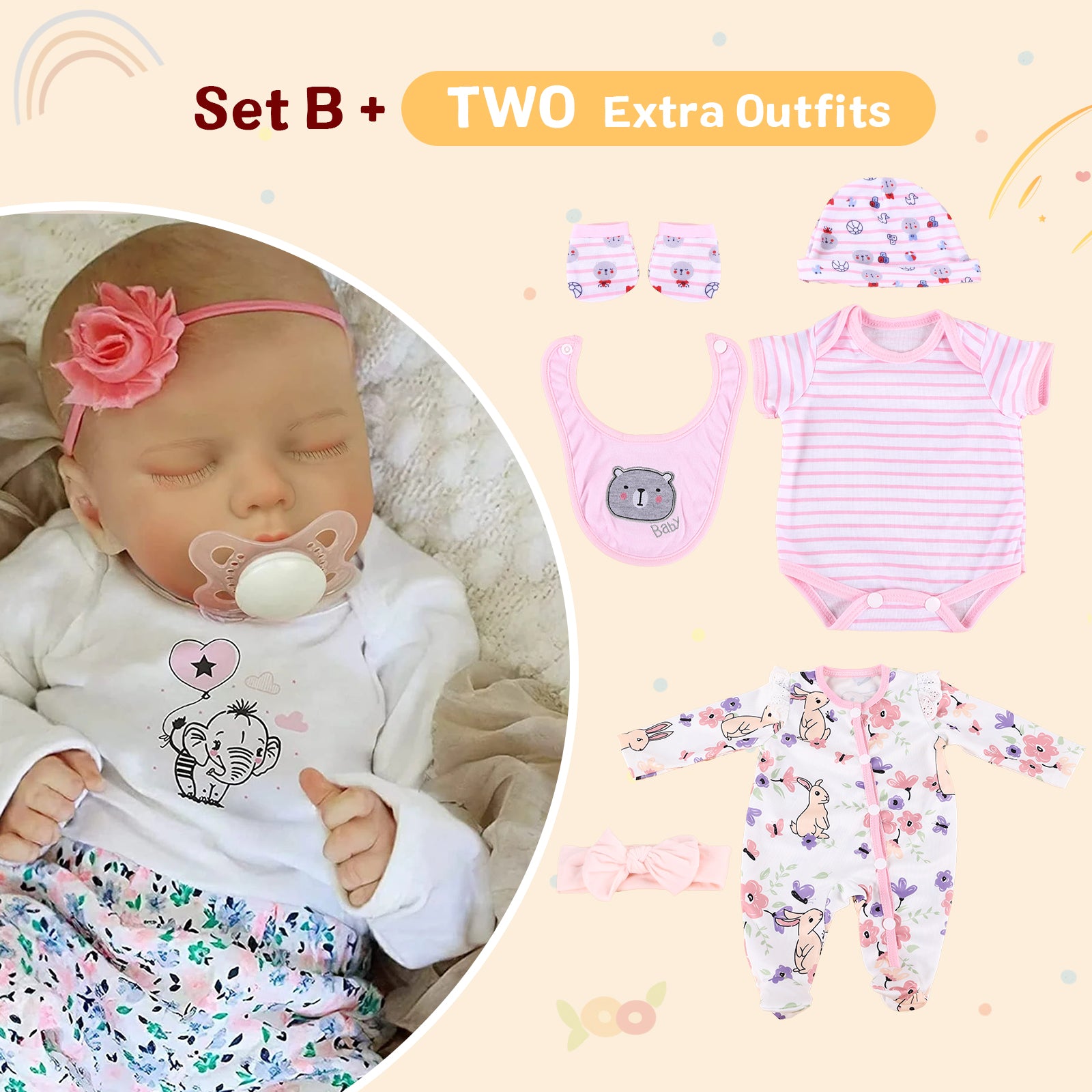 Babeside Sleeping Reborn Baby Twinnie 17' Little Infant Girl Healing of the Heart SET B-Vinyl Body
