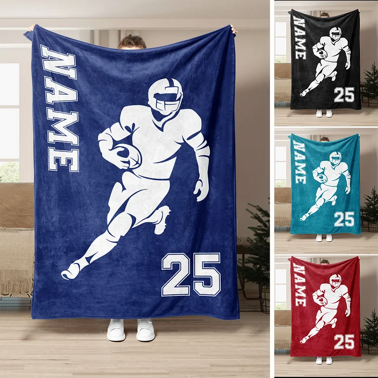 Personalized Football Blanket, Custom Soft Cozy Blankets | BKKid423