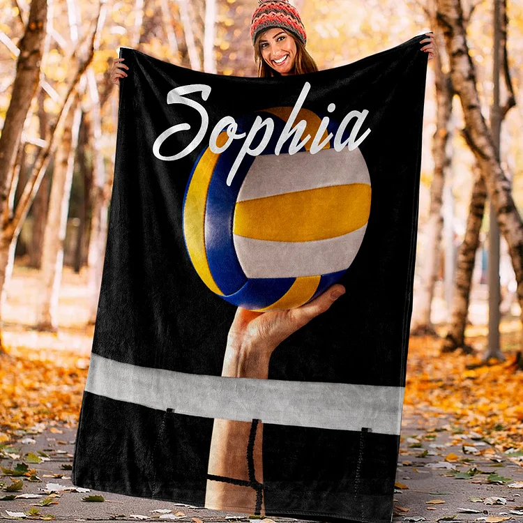 Personalized Volleyball Blanket, Sport Theme Blanket with Number and Name Birthday Team Gift for Athletes Sport Lovers | BKKid751
