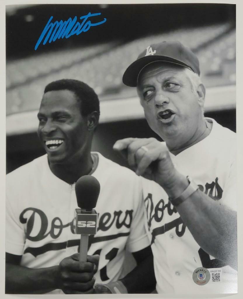 Manny Mota signed 8x10 Photo Poster painting #4 LA Dodgers with Lasorda ~ Beckett BAS COA