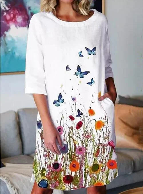 Women'S Shift Dress Knee Length Dress