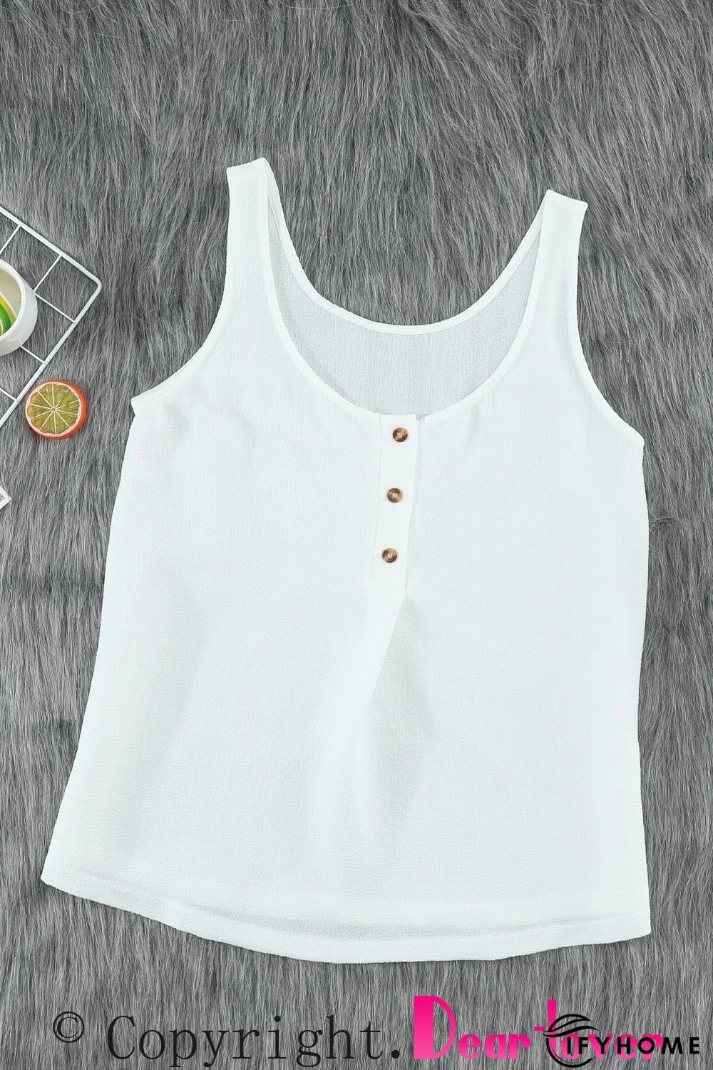 White Button Textured Tank Top | IFYHOME