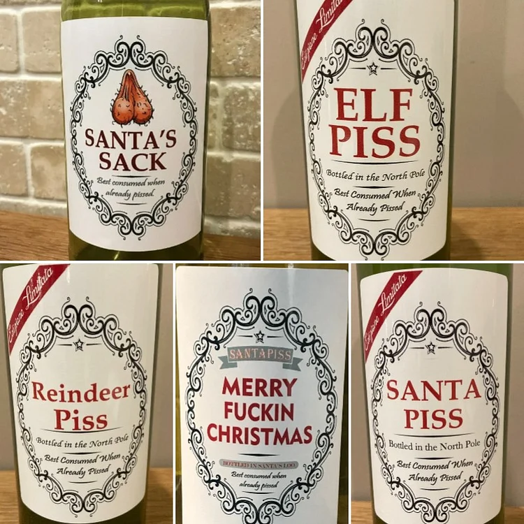 Christmas Funny Novelty Bottle Labels