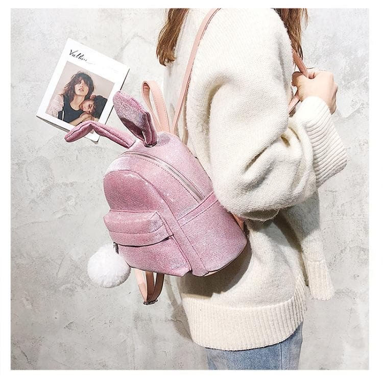 5 Colors Kawaii Paillette Bunny Ears Backpack SP14055