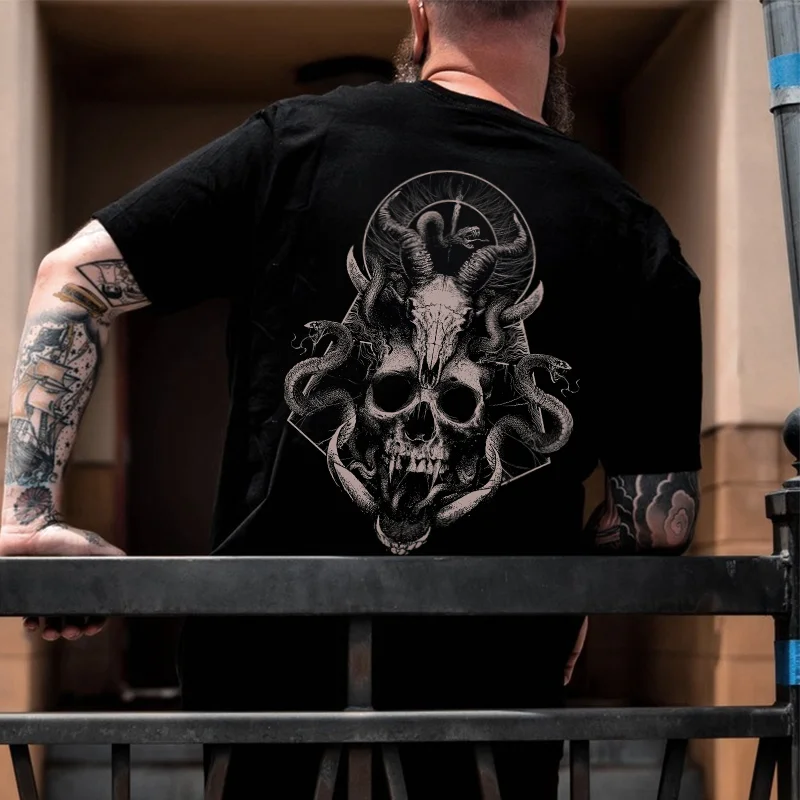 Goat-Headed Demon Printed Men's T-shirt -  