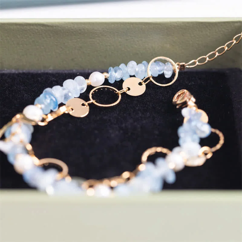 Aquamarine Pearl Healing Stone Bracelet