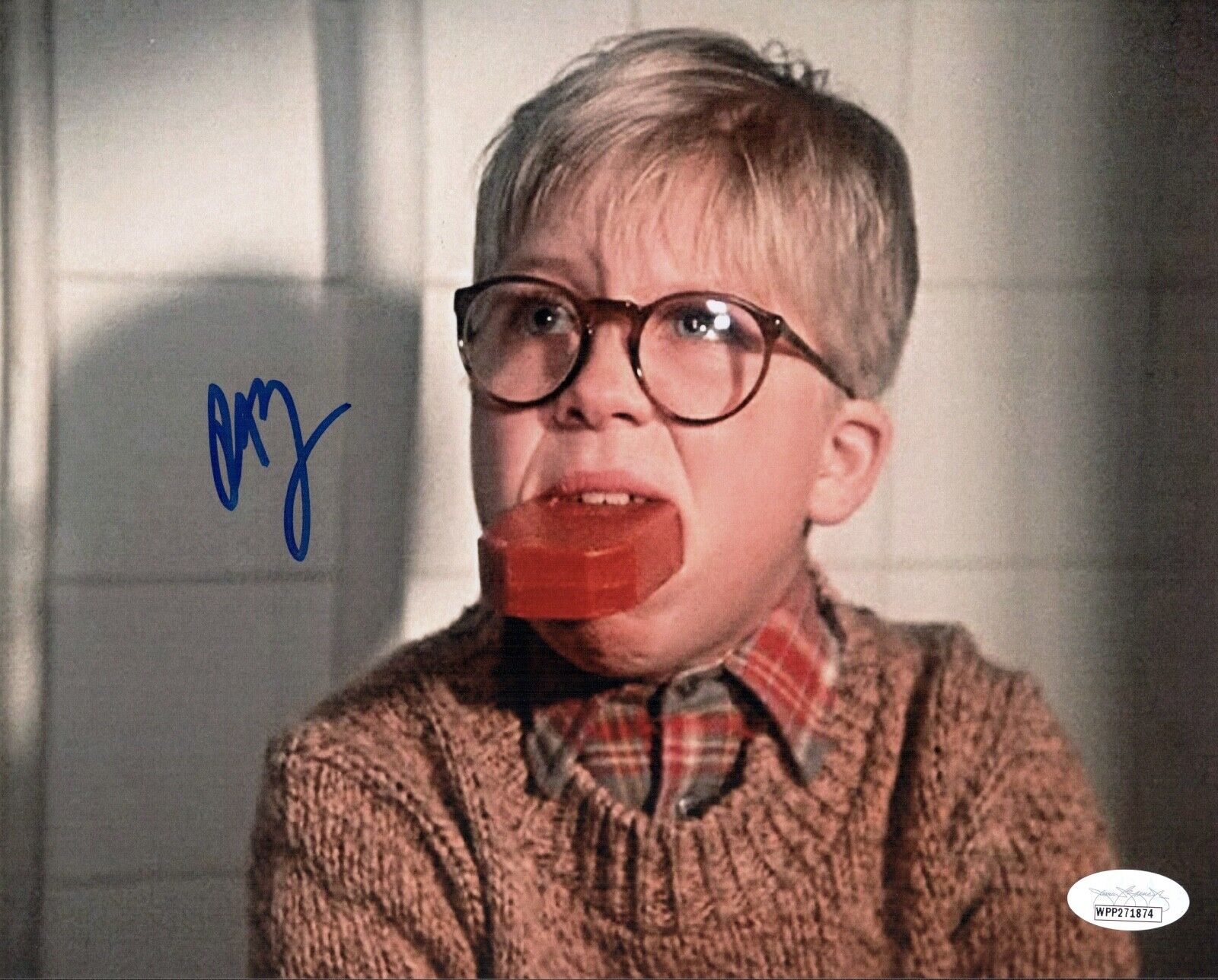 PETER BILLINGSLEY Signed 8x10 A CHRISTMAS STORY Photo Poster painting WITNESS Autograph JSA COA