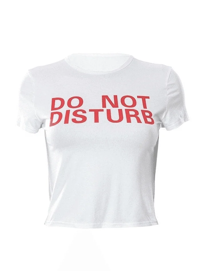 Brownm Slogan Print White Crop Top