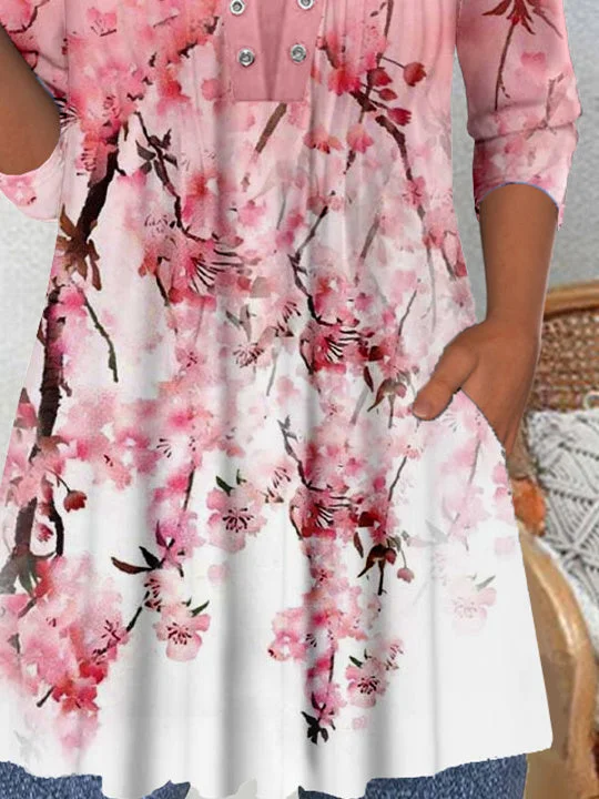 Women's Long Sleeve Scoop Neck Graphic Tops