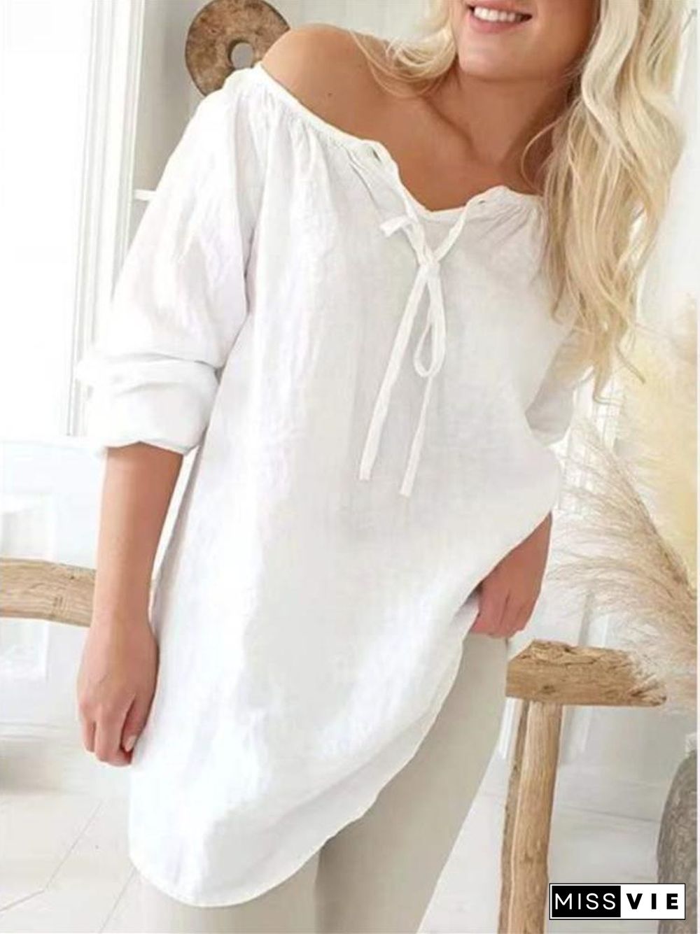 Cool Loose Long Sleeve Strappy Blouse