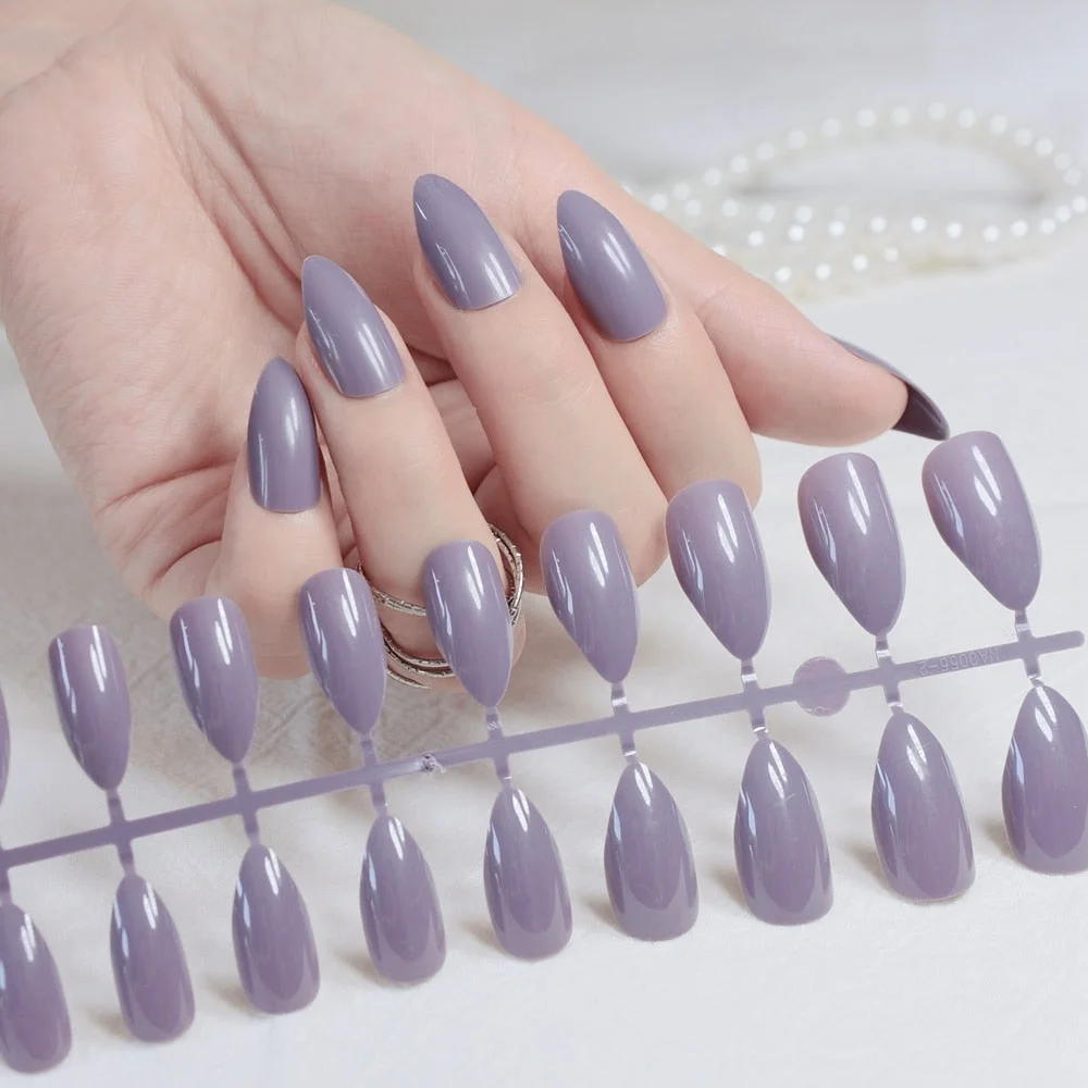 Dusty Cedar Fashion Stiletto False Nails Pointed Sharp Candy Red Fake Nails for daily wear On the Nail Tree 24pcs-Nail Inspo