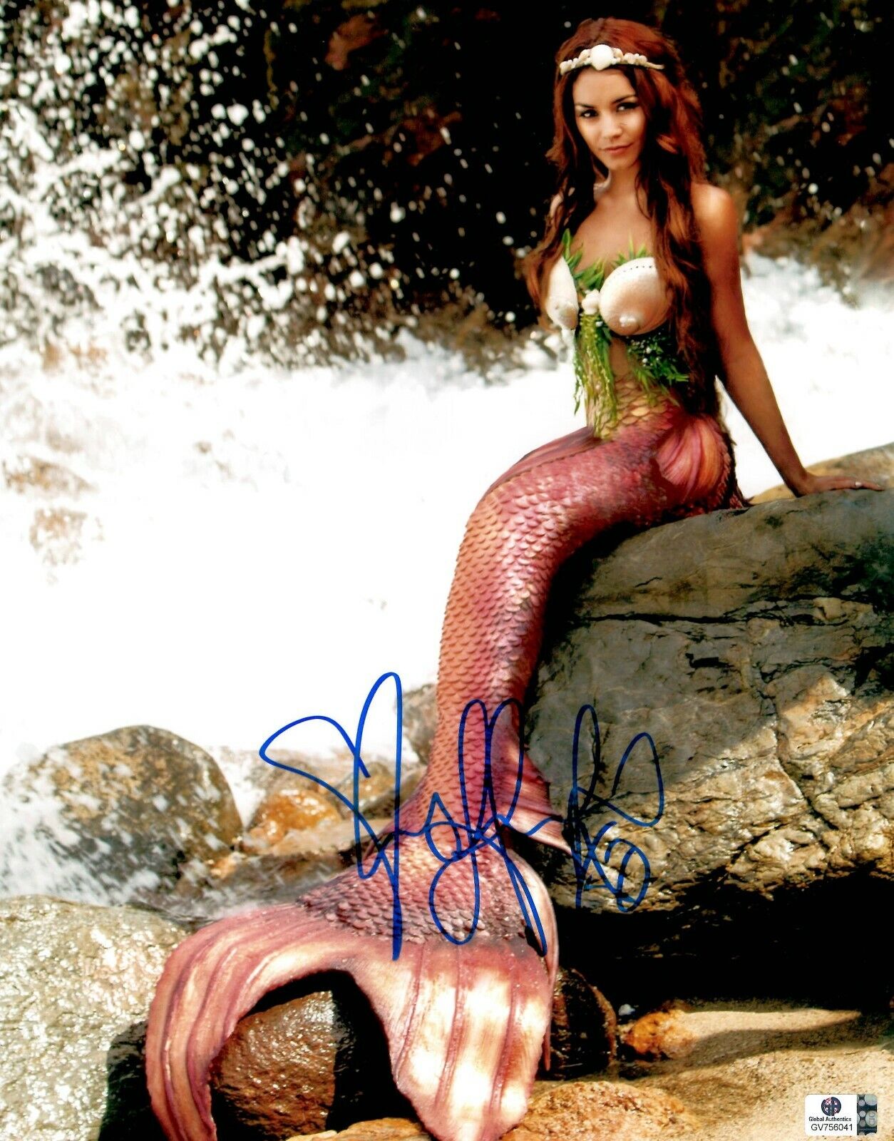 Vanessa Hudgens Signed Autographed 11X14 Photo Poster painting Sexy Mermaid on Rock GV756041