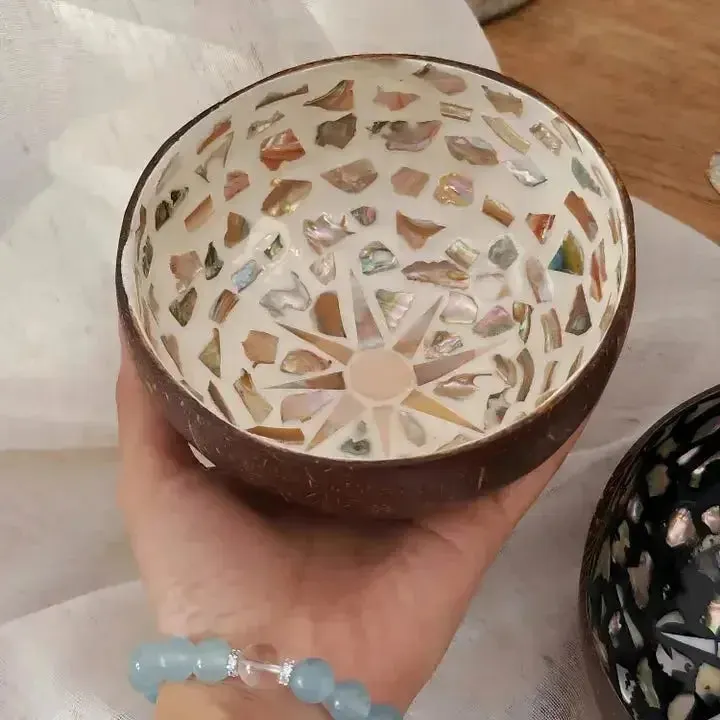 Hexagram Shell Coconut Bowl: Natural Crystal /Jewelry Holder