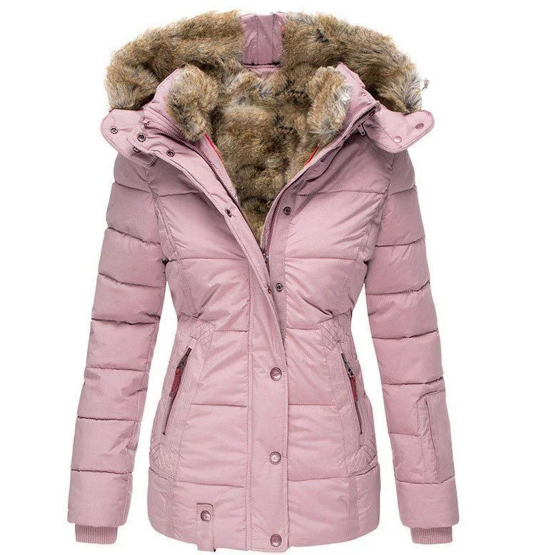 Brownm Winter Warm Collar Long-sleeve Zipper Slim-fitting Coats