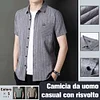 Gioiacombo&trade; Camicia estiva a maniche corte a righe con risvolto casual da uomo