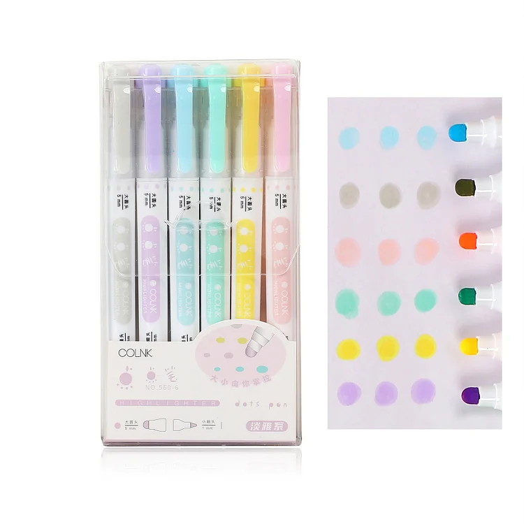 JOURNALSAY 6 Pcs/Set Colorful Double Head Watercolor High Capacity Marker Pen for Artists