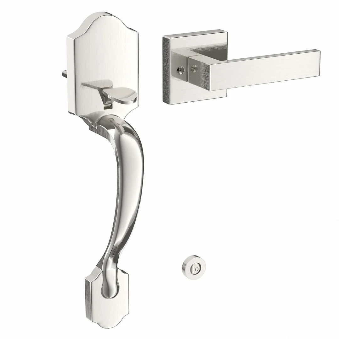 SP01 Front Door Handle, Geek Smart Single Cylinder Exterior Door Entry Handle with Door Lever, Entry Door Lock Handle Set, Reversible for Right & Left Handed