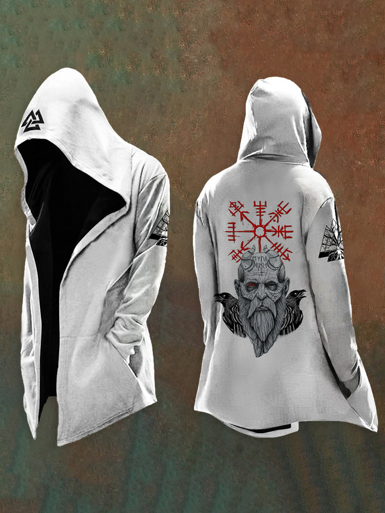 Men's Nordic Mythology Viking Odin's Eye Dark Printed Totem Vintage Hooded Jacket / Rvogue / Rvogue
