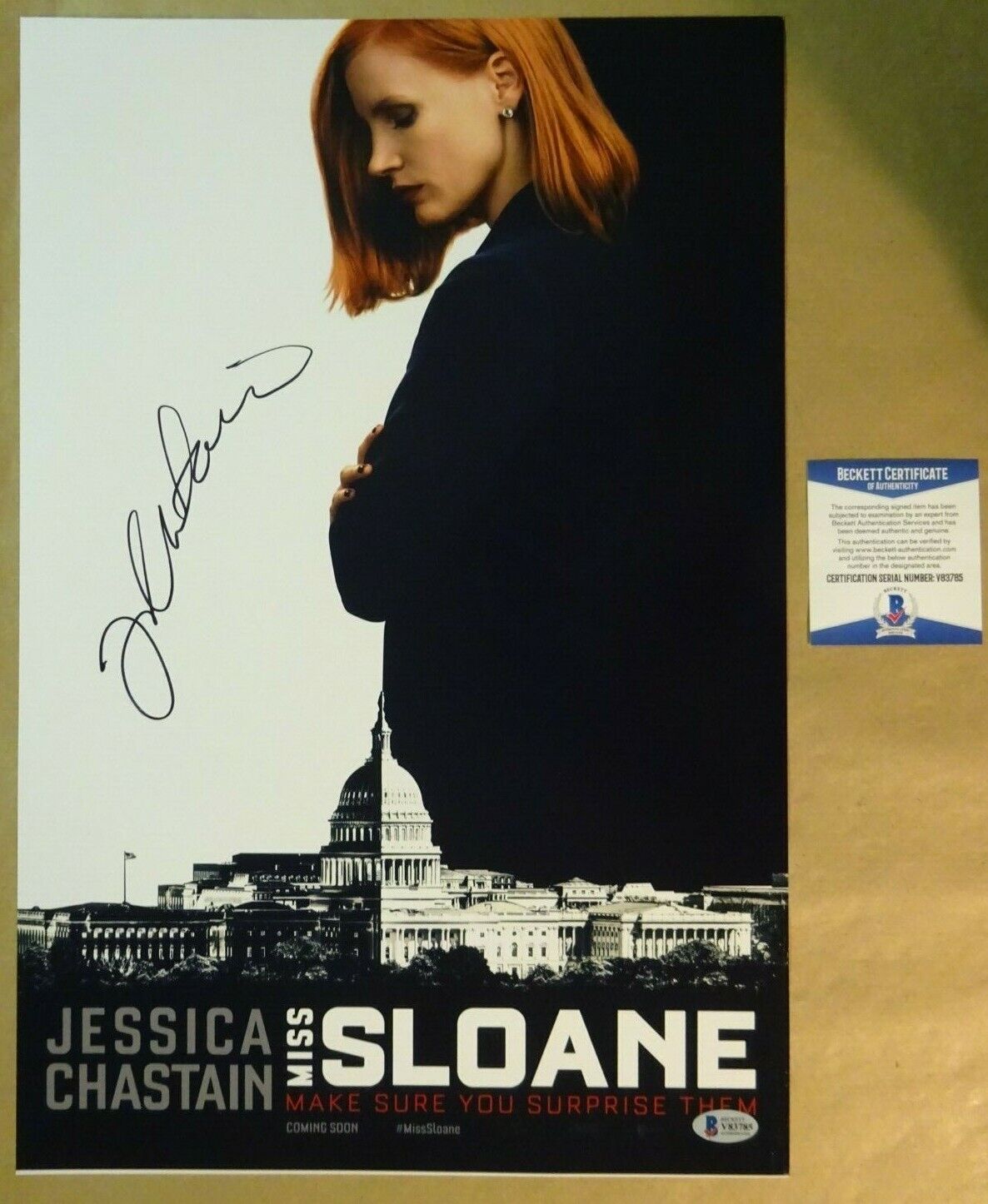 Signed JESSICA CHASTAIN Autographed MISS SLOANE 12x18