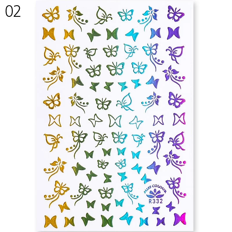 2021 Hot 3D Nail Art Stickers Butterfly Pattern Transfer Sticker Decals Self Adhensive Slider Decoration Nail DIY Design