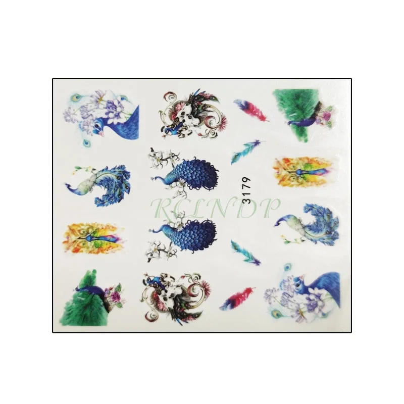 Water sticker for nail art decoration slider skull witch with rose flower watercolor ink design decal lacquer accessoires