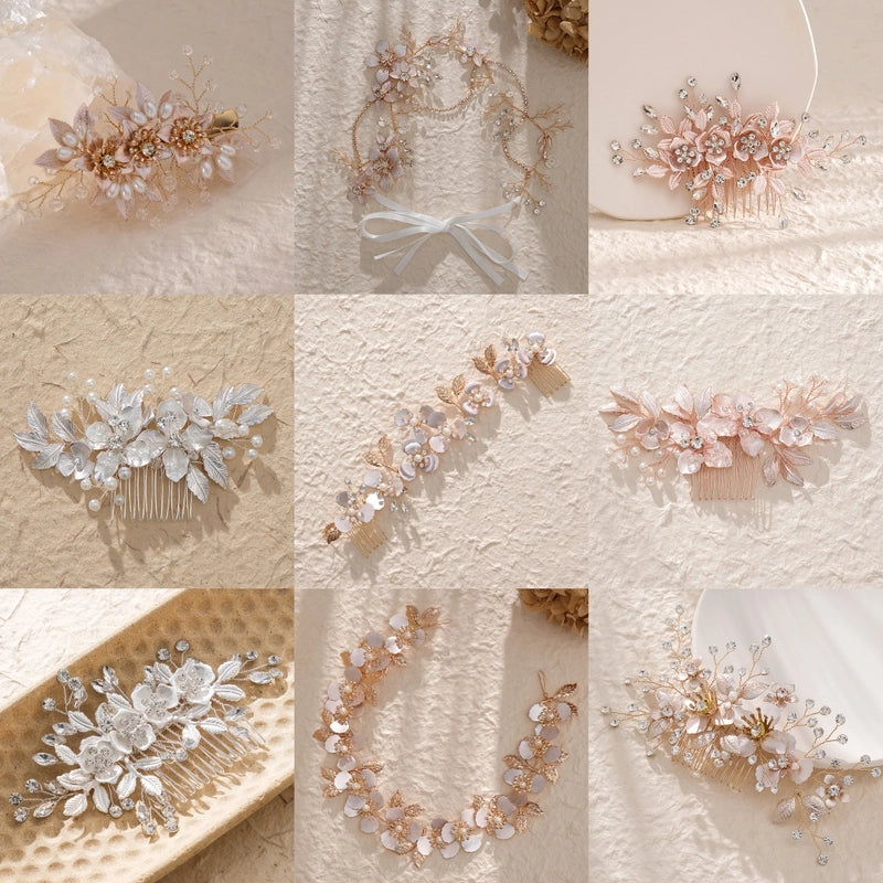 Elegant Bridal Women’s Flower Alloy Diamond Insert Comb