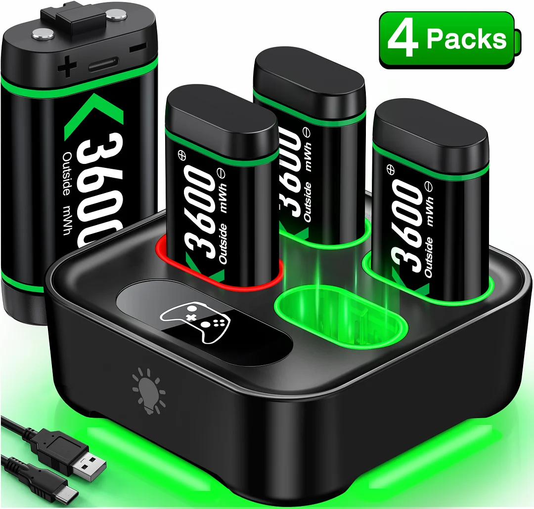 Xbox Controller Charger, QQV Dual Charging Station with 2x5520mWh Rechargeable Battery Packs for Xbox One/Series X|S /Elite Controller Accessories