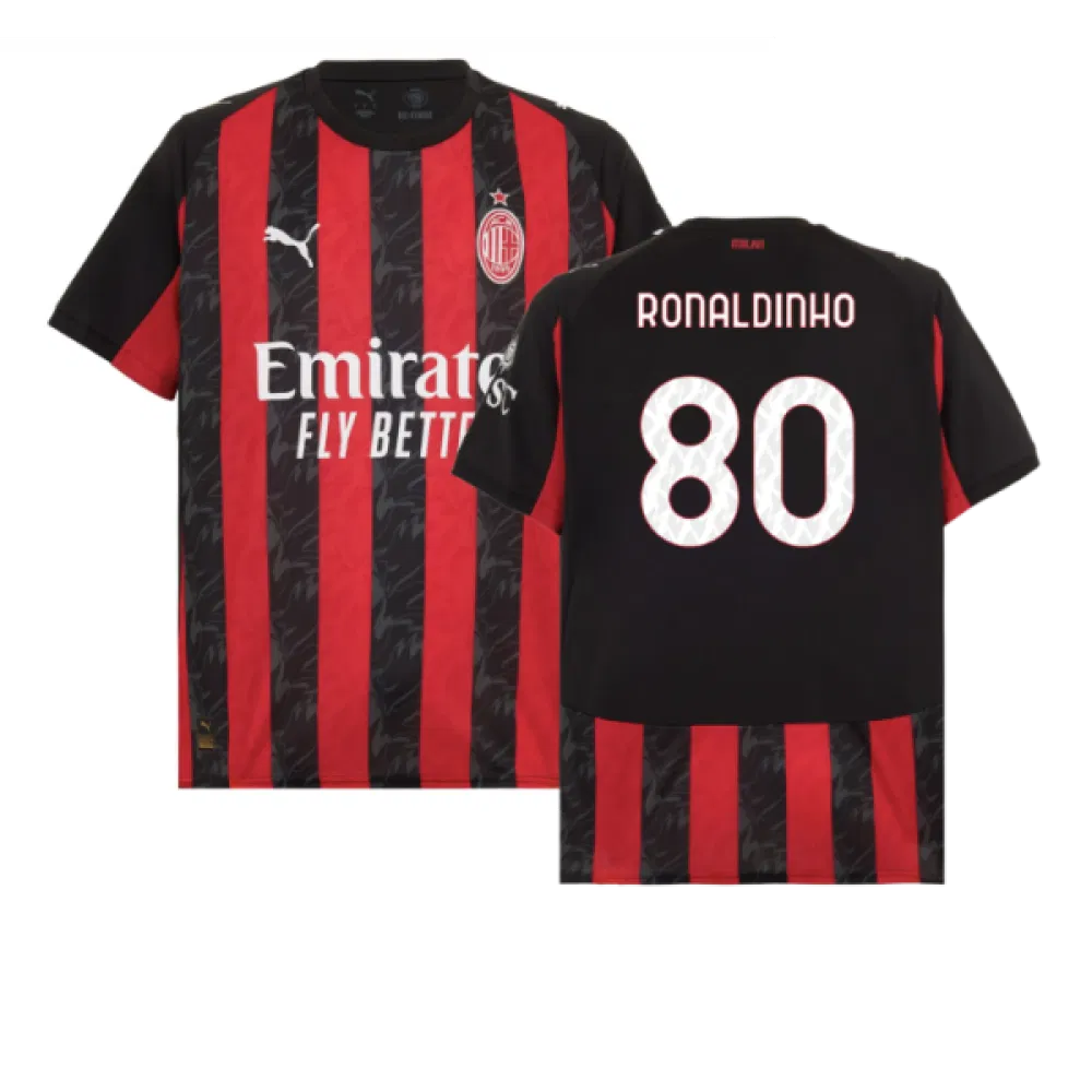 Maillot football vintage Milan AC 2009-2010 HOME 80 RONALDINHO