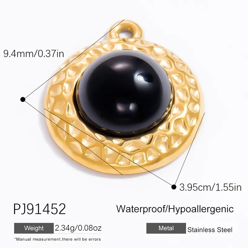 1 Piece 6.7*9.9mm 304 Stainless Steel Natural Stone Geometric Pendant Jewelry Accessories