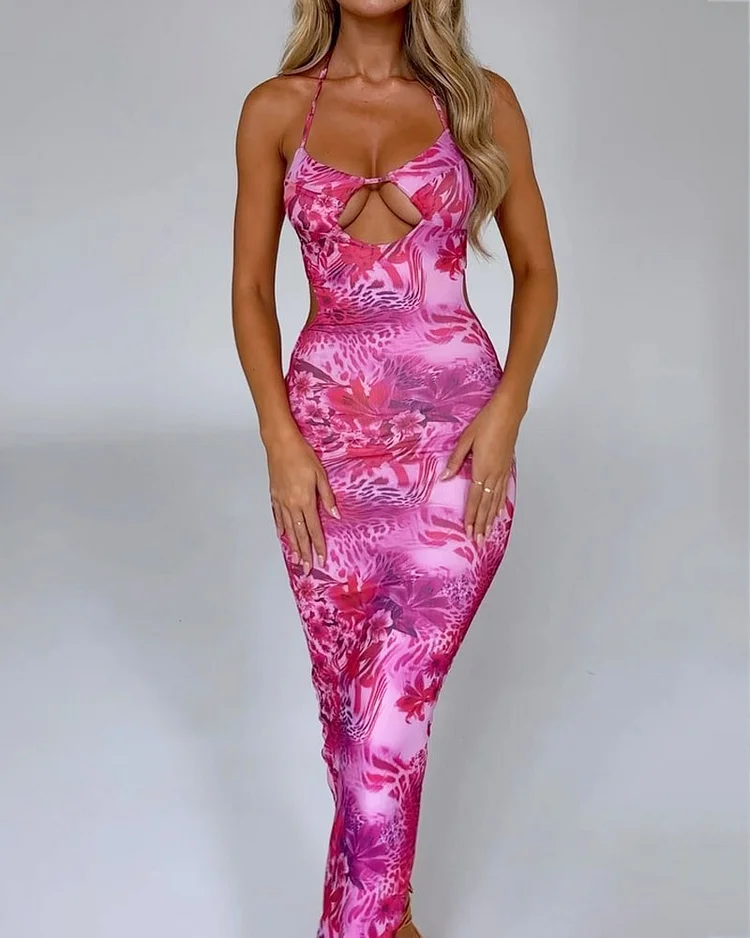 Sexy Cutout Print Dress