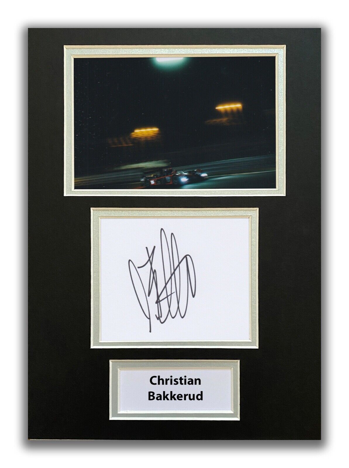 CHRISTIAN BAKKERUD HAND SIGNED A4 MOUNTED Photo Poster painting DISPLAY - LE MANS - AUTOGRAPH 1.